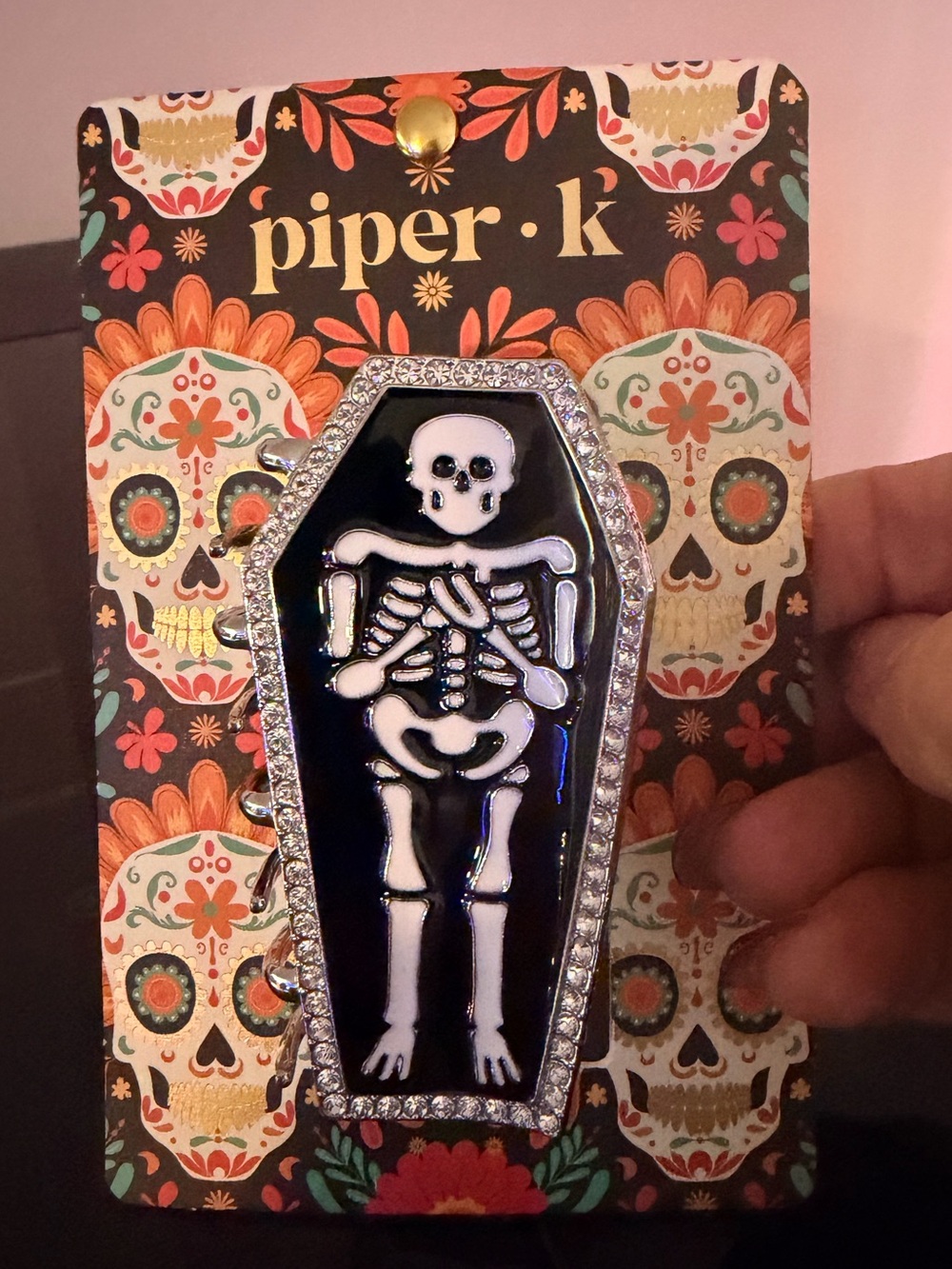 Piper K Rhinestone Skeleton Hair Clip New!